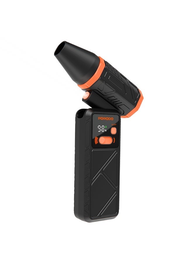 porodo Rotatable Turbo Blower Fan with Dual 4000mAh Rechargeable Battery, 13000rpm Motor Speed, Speed Adjustment, Rotating Head, Built-in LED Light, Powerful Airflow - Image 4
